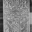 Photographic copy of rubbing showing the face of the Benvie cross slab.