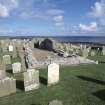View of remains of Westside Church and burial ground, Westray