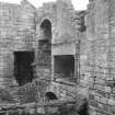 Interior view of Crichton Castle showing fireplace