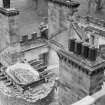 View of roof of central block of Gordon Castle during demolition work