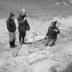 View of Marilyn Brown (left), Ian Fisher (centre) and Graham Ritchie, RCAHMS at the excavations at Kintra Farm, Mull of Oa, Islay by Dr Ritchie
