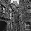 View of Bakehouse Close, from South West, also showing rear of Huntly House and Acheson House, Edinburgh