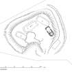 RCAHMS illustration: Plan of Mains of Garten motte. 