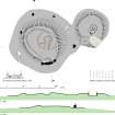 RCAHMS publication drawing: plan of Clune Wood recumbent stone circle 