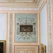 Paxton House, interior.  Principal floor.  Drawing-room, detail of painted wallpaper.