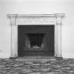 Interior.
Basement, room under E end of gallery, detail of fireplace.