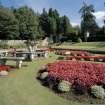 View of formal garden from W