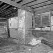 Interior, West section, brick chimney stack, detail