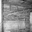 Interior, East section, East wall, wooden boarding construction, detail