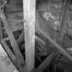 Detailed view of low-breast water wheel, 15 ft diameter, showing iron shaft and hubs, and wooden arms.