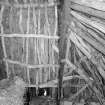 Beaton's Cottage, interior.  View of underside of roof at South East corner of byre.