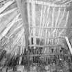 Beaton's Cottage, interior.  View of underside of roof at South West corner of byre.