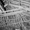 Beaton's Cottage, interior.  View of underside of roof at North end of byre.