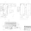 Currie, Lanark Road West, Kinauld Leather Works: First floor plan (Finishing floor), Second floor plan (Main Warehouse), Third floor plan (Crust Warehouse), Attic floor plan (Top flat), Section X-X1