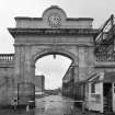 Detail of 'clock' entrance arch from N