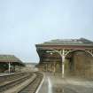 Perth, Leonard Street, General Station
Platforms 1 (left) and 2 (right): view from north east of the platforms, showing the two canopies and connecting footbridge