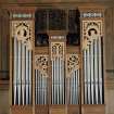 Interior of Greyfriars Church, Edinburgh, showing detail of organ pipes.