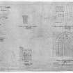 Inveraray, New School.
Photographic copy of details.
Titled: 'Inveraray New School' 'Plan of details' 'Detail of Pillar, Runbeam, Brackets for Sheltershed Scale 1":1' foot' 'Detail of Saddle-Back coping. Scale 1":1'.' 'Details shewing construction of Galleries, Scale 1":1'.' Elevation of Railing. Scale 1/2":1'.' 'Elevation of Gate. Scale 1/2":1'.' 'Details of Gothic Window Head. Scale 1/2": 1' '.
Pencil, paper.