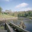 Blantyre, Station Road, David Livingstone Memorial Footbridge
General view of bridge from SW, with fish ladder of neighbouring dam in foreground