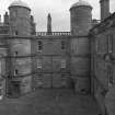 Courtyard, view of East side from 2nd. floor of castle to West.