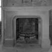 Ground floor, South room, detail of fireplace.