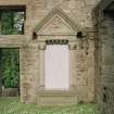 Detail of monument to James Francis Gordon Shirrefs Gordon of Craig set into inside of East gable.