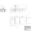 Kirkhill, Fingask Drive, Cruck-framed cottage: Plan and sections
