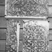 Photographic copy of three rubbings showing detail of Ardchattan Priory cross slab and two unidentified carved stones.