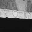 Detail of marriage lintel above entrance to house on Main Street, Abernethy, dated 1751 and initials 'D R K D'.