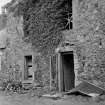 Detail of thatched roofed cottage in state of disrepair, Back Dykes, Abernethy. Demolished 1966.