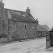 View of thatched roofed cottage in state of disrepair, Back Dykes, Abernethy. Demolished 1966.