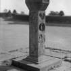 View of sundial in the garden of Auchenbowie House, with initials 'G M M B' and dated 1702.