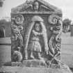 Detail of headstone to Elizabeth McCrackes 1714, Girvan burial-ground.