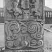 Detail of headstone to Agnes Gardiner 1735, Girvan burial-ground.