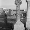 View of Celtic Cross, St Andrews Cathedral burial ground