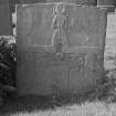 View of gravestone to Anne Fox 1746 in the churchyard of Barry Old Parish Church.