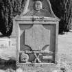 View of gravestone for Donald Maceman 1789 and Ann McKenzie 1791 in the churchyard of Comrie Old Parish Church.