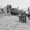 View of gravestones dated 1789-1793 in the churchyard of Comrie Old Parish Church.