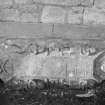 View of gravestone dated 1693 and initials 'A S' and'A M'  in the churchyard of Clackmannan Parish Church.