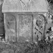 View of gravestone dated 1754 in the churchyard of Clackmannan Parish Church.