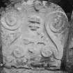 View of headstone in the burial ground of Old Luce Church.