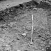 Excavation photograph : view of straight edge between mortar 115 and 114, looking south.