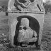 Detail of gravestone in the burial ground of Old Ancrum Church.