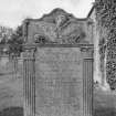 View of gravestone commemorating Richard Hewat who died 1776, in the churchyard of Roxburgh Parish Church.
