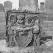 Detail of gravestone dated 1764 in the churchyard of Sprouston Parish Church.