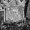 View of west face of gravestone to the Yuilie Children who died 1711, in the churchyard of Foulden Parish Church.