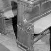 Interior.
Detail of pew.