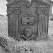 View of rear of gravestone, dated 1765 in the churchyard of Linton Church.