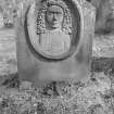 View of gravestone for Thomas Murray dated 1807,  in the churchyard of Scone Old Parish Church.