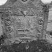 View of gravestone commemorating Amelia Paterson, d.1761, in the churchyard of Kinfauns Old Parish Church.